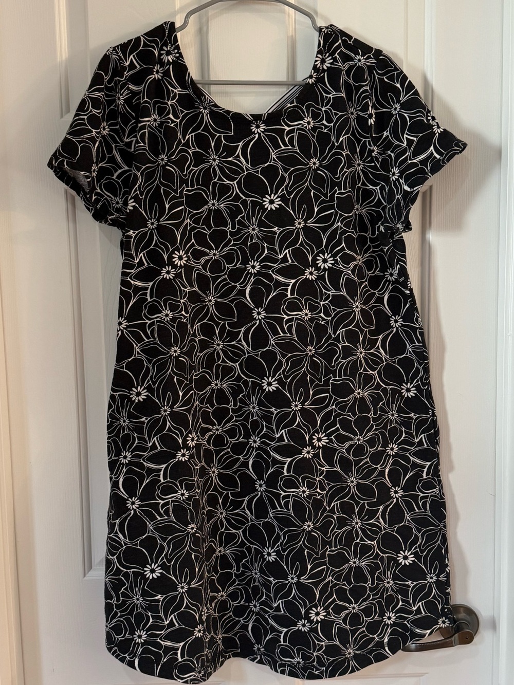 Talbots Black Dress with White Floral Pattern